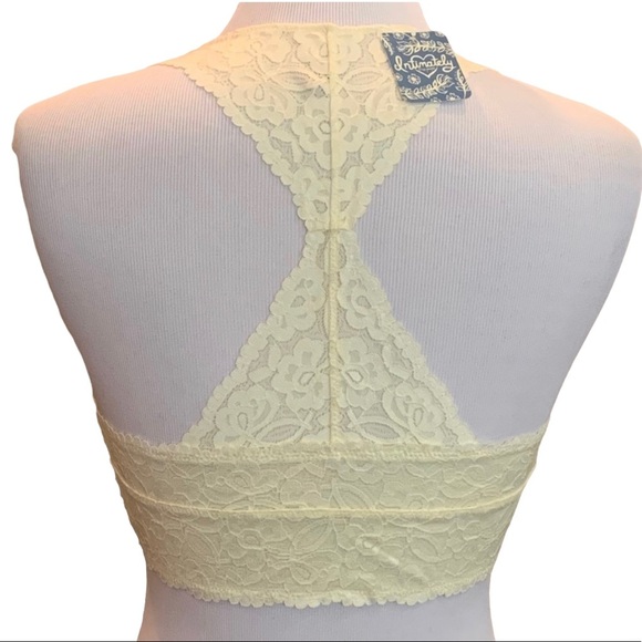 S M L NWT Free People Galloon Lace Racerback Bralette Yellow Small Medium Large - Picture 8 of 11